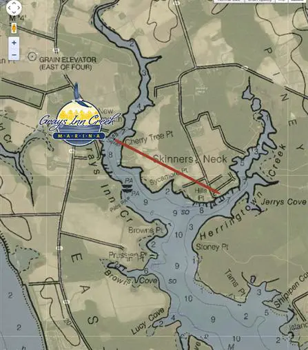 Marina map with marked route